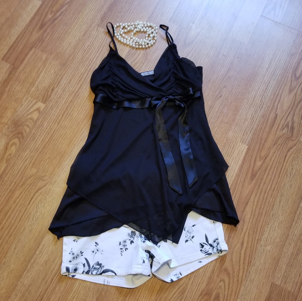 Blu Heaven Black Chiffon Asymmetrical Top